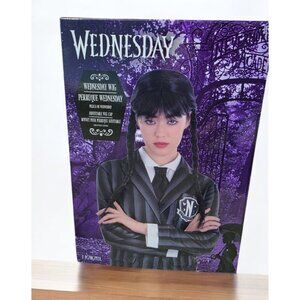Wednesday Addams Wig Black Braid Costume Halloween 1 Piece Cosplay NIB